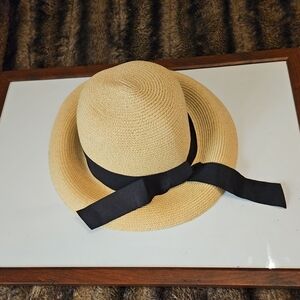 FurTalk Size 7 Adjustable Sun Hat with Black Ribbon - Women's Summer Accessory